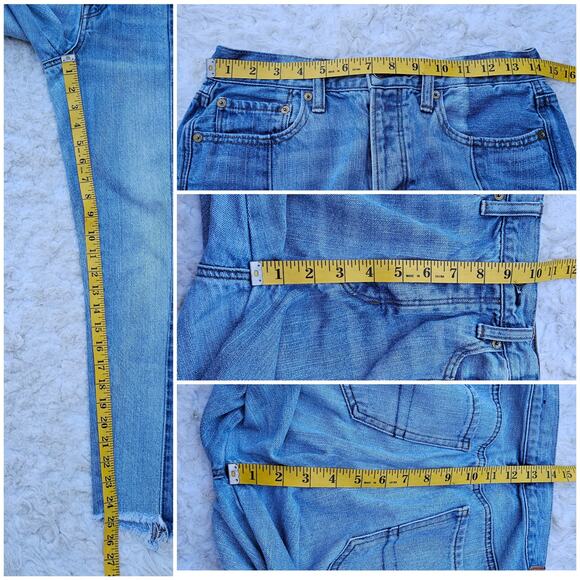 Two Tone Stretch Denim Jeans American Eagle Sz 6 Vintage Hi-Rise Crop Button Fly - Picture 7 of 10